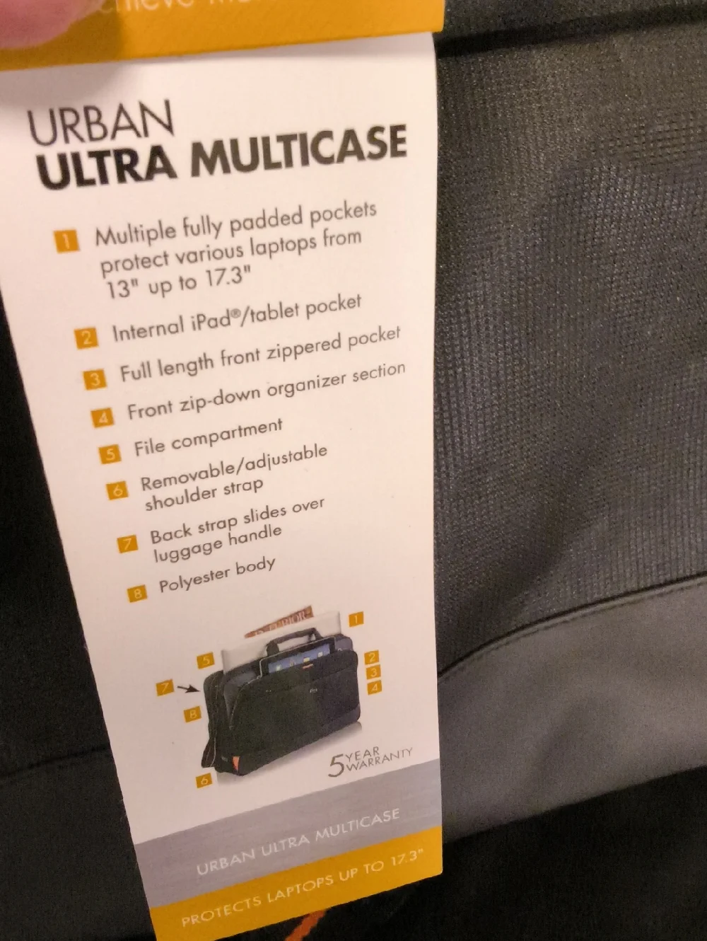 solo New York Urban Focus Multicase Briefcase Fits Up To 17.3 Inch black/orng